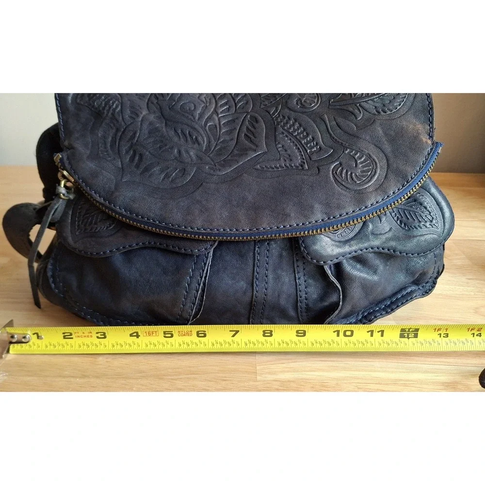 VTG Lucky Brand Y2K Dark Blue Lamb's Leather Hobo Boho Hippie Purse EUC
